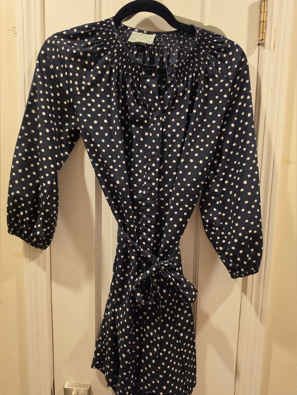 Anthropologie Maeve Polka Dot Tie Dress Xsmall Euc